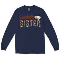Navy baseball sister with leopard Long Sleeve Tee - texasbilliewilder