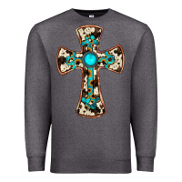Charcoal Heather cowhide gemstone  cross Premium Sweatshirt - JahusDesignShop