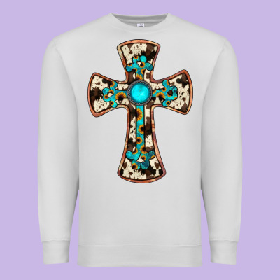 Cowhide Gemstone  Cross Premium Sweatshirt Designed By Jahusdesignshop