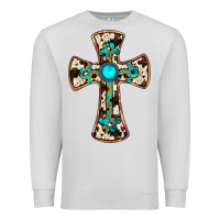 Dove Grey cowhide gemstone  cross Premium Sweatshirt - JahusDesignShop