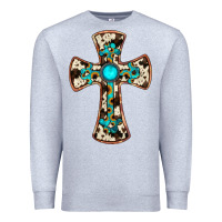 Heather Grey cowhide gemstone  cross Premium Sweatshirt - JahusDesignShop