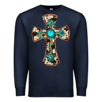 Navy cowhide gemstone  cross Premium Sweatshirt - JahusDesignShop