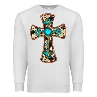 Oatmeal Heather cowhide gemstone  cross Premium Sweatshirt - JahusDesignShop