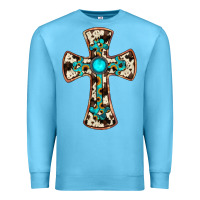 Ocean Blue cowhide gemstone  cross Premium Sweatshirt - JahusDesignShop
