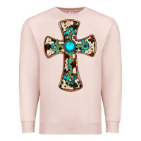 Pale Pink cowhide gemstone  cross Premium Sweatshirt - JahusDesignShop