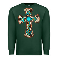 Sports Green cowhide gemstone  cross Premium Sweatshirt - JahusDesignShop