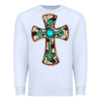 White cowhide gemstone  cross Premium Sweatshirt - JahusDesignShop