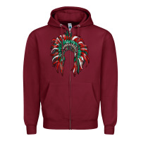 Burgundy mexican flag indian headdress Zipper Hoodie - RanaPortraitStore