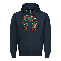Navy mexican flag indian headdress Zipper Hoodie - RanaPortraitStore