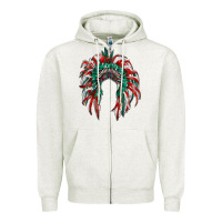 Oatmeal Heather mexican flag indian headdress Zipper Hoodie - RanaPortraitStore