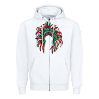 White mexican flag indian headdress Zipper Hoodie - RanaPortraitStore