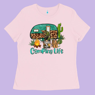 Camping Life Caravan And Gnome Ladies Tee Designed By Barkaloodesign