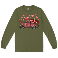 Army Green Love Truck With Roses And Leopard Long Sleeve Tee - RanaPortraitStore