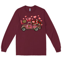 Burgundy Love Truck With Roses And Leopard Long Sleeve Tee - RanaPortraitStore