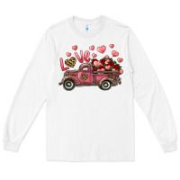White Love Truck With Roses And Leopard Long Sleeve Tee - RanaPortraitStore