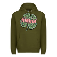 Army Green leopard shamrock mama Premium Hoodie - MaliasSmallBusiness