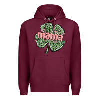 Burgundy leopard shamrock mama Premium Hoodie - MaliasSmallBusiness