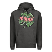 Charcoal Heather leopard shamrock mama Premium Hoodie - MaliasSmallBusiness