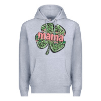 Heather Grey leopard shamrock mama Premium Hoodie - MaliasSmallBusiness