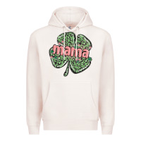 Pale Pink leopard shamrock mama Premium Hoodie - MaliasSmallBusiness