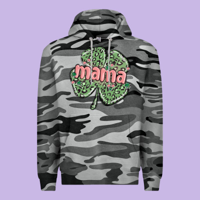Leopard Shamrock Mama Premium Hoodie Designed By Maliassmallbusiness