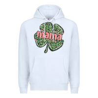 White leopard shamrock mama Premium Hoodie - MaliasSmallBusiness