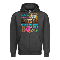 Charcoal Heather i'm holding a cup of coffee so yeah i'm pretty bus Zipper Hoodie - Zillion Design Studio