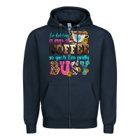 Navy i'm holding a cup of coffee so yeah i'm pretty bus Zipper Hoodie - Zillion Design Studio