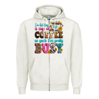 Oatmeal Heather i'm holding a cup of coffee so yeah i'm pretty bus Zipper Hoodie - Zillion Design Studio