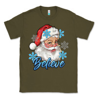 Army Green santa blue believe Classic Tee - RanaPortraitStore