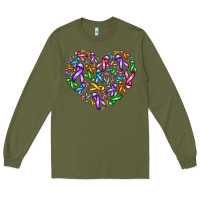 Army Green cancer ribbon heart Long Sleeve Tee - AdoDesignShop