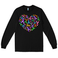 Black cancer ribbon heart Long Sleeve Tee - AdoDesignShop