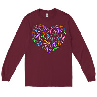 Burgundy cancer ribbon heart Long Sleeve Tee - AdoDesignShop