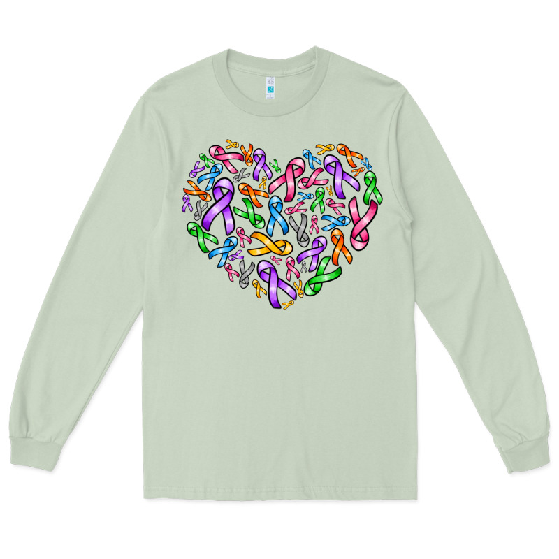 Cancer Ribbon Heart Long Sleeve Tee by AdoDesignShop | Teevron