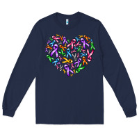 Navy cancer ribbon heart Long Sleeve Tee - AdoDesignShop