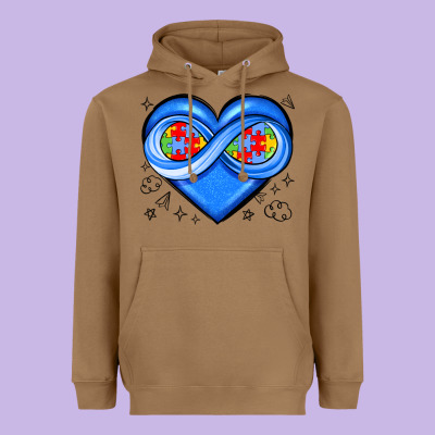 Infinity Heart Autism Awareness Heavyweight Hoodie Designed By Jahusdesignshop