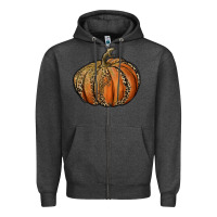 Charcoal Heather leopard pumpkin Zipper Hoodie - RanaPortraitStore