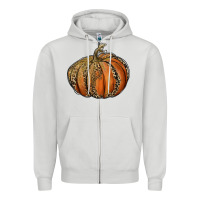 Dove Grey leopard pumpkin Zipper Hoodie - RanaPortraitStore
