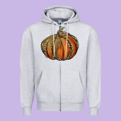 Leopard Pumpkin Zipper Hoodie Designed By Ranaportraitstore