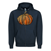 Navy leopard pumpkin Zipper Hoodie - RanaPortraitStore