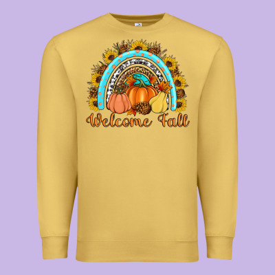 Welcome Fall Rainbow Premium Sweatshirt Designed By Artiststas