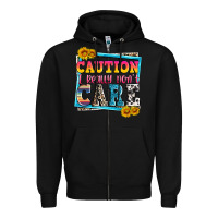Black caution i really don't care Zipper Hoodie - Zillion Design Studio