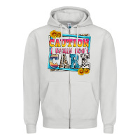 Dove Grey caution i really don't care Zipper Hoodie - Zillion Design Studio
