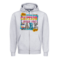 Heather Grey caution i really don't care Zipper Hoodie - Zillion Design Studio