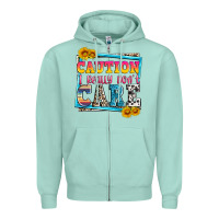 Seafoam caution i really don't care Zipper Hoodie - Zillion Design Studio