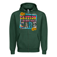 Sports Green caution i really don't care Zipper Hoodie - Zillion Design Studio