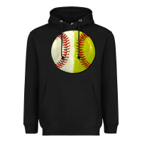 Black half baseball softball Heavyweight Hoodie - JahusDesignShop