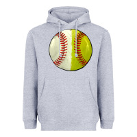 Heather Grey half baseball softball Heavyweight Hoodie - JahusDesignShop