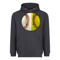 Half Baseball Softball Heavyweight Hoodie | Teevron