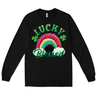 Black Lucky and blessed rainbow Long Sleeve Tee - RanaPortraitStore
